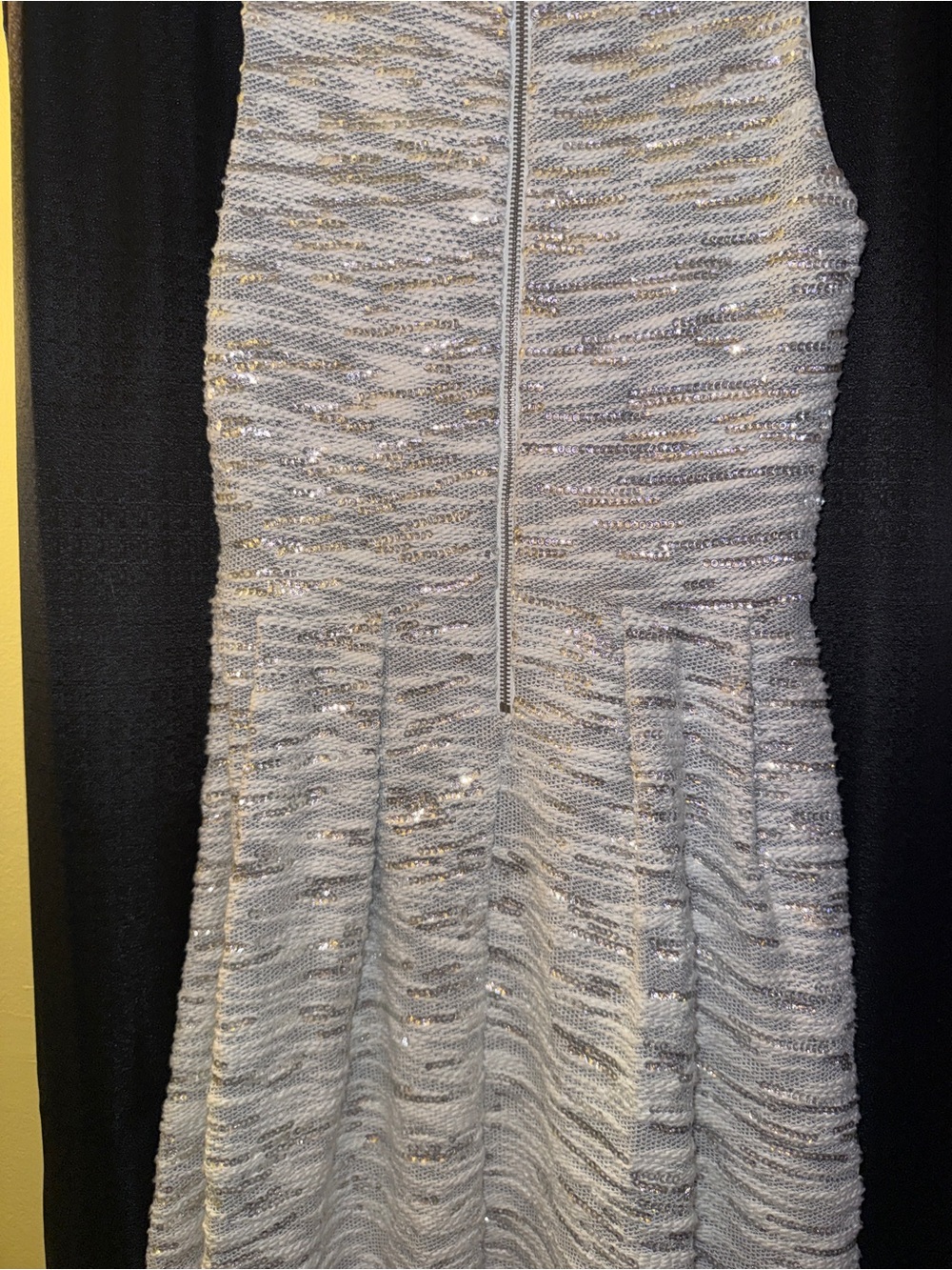 H&M Light Gray and Silver Sparkle Knit Fit-and-Flare Dress - Picture 7 of 11